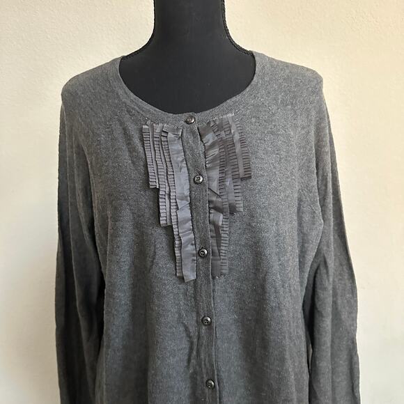 Eddie Bauer Cardiga XXL Button 100% Cotton Outdoors Ruffle Gray Knit Casual NWT - Picture 2 of 9